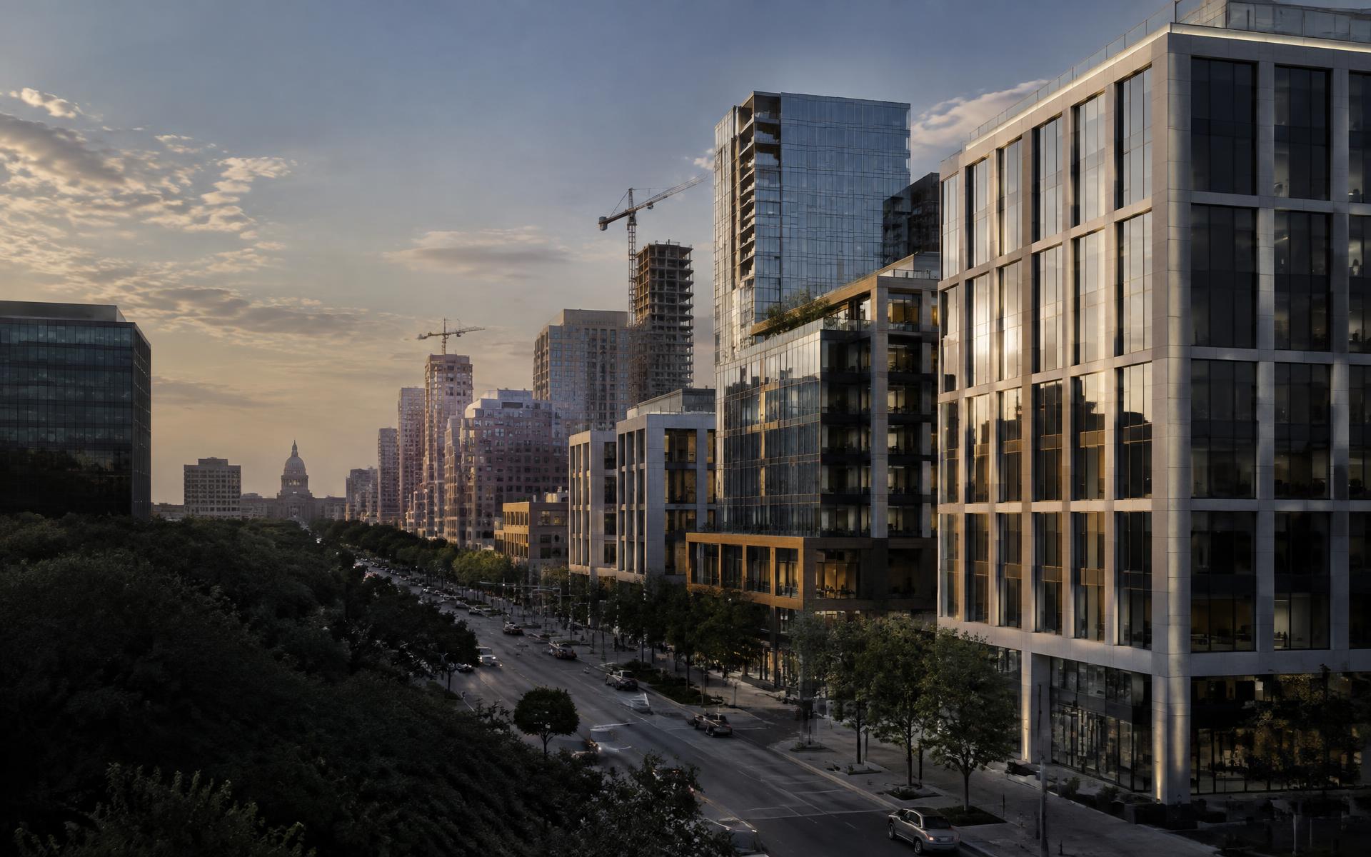 Office and development buildings in an urban business district